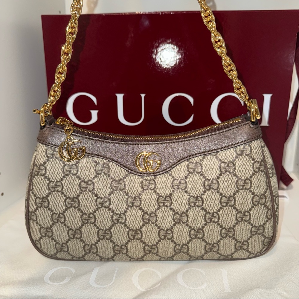 New in box Gucci Ophidia small shoulder bag beige and dark brown GG Supreme - Picture 3 of 16